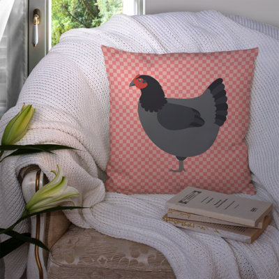 Coussin décoratif d’extérieur à motif de poulet à imprimé graphique