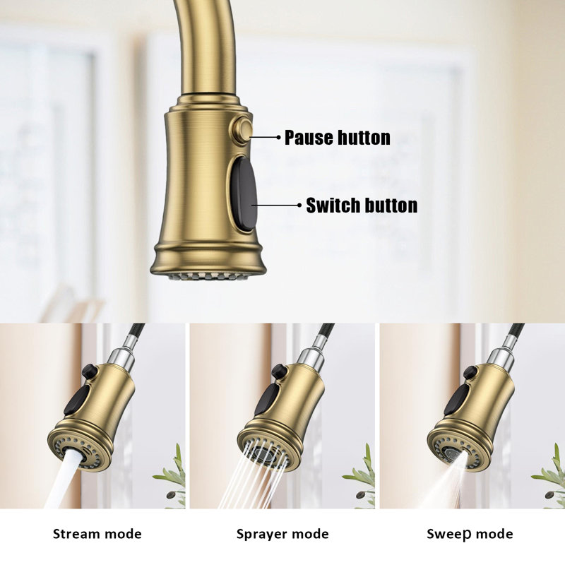Kitchen Faucet With Pull-Down Sprayer, Single-Handle High Arc Sink Faucet With Deck, Suitable For Kitchen Sinks And Laundry Sinks.