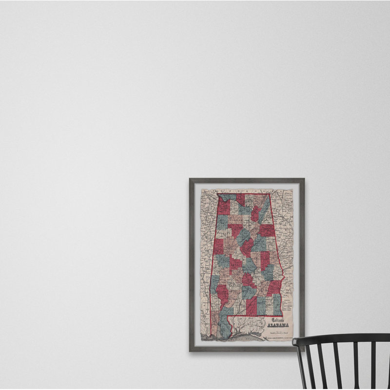 Sépia, carte de l'Alabama, impression encadrée sur papier, H 18 po x l 12 po x 1,5 po