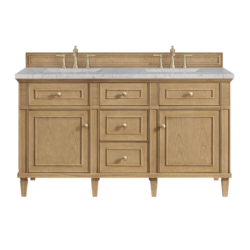 Lorelai 60'' W Double Vanity, Light Natural Oak, Eternal Jasmine Pearl