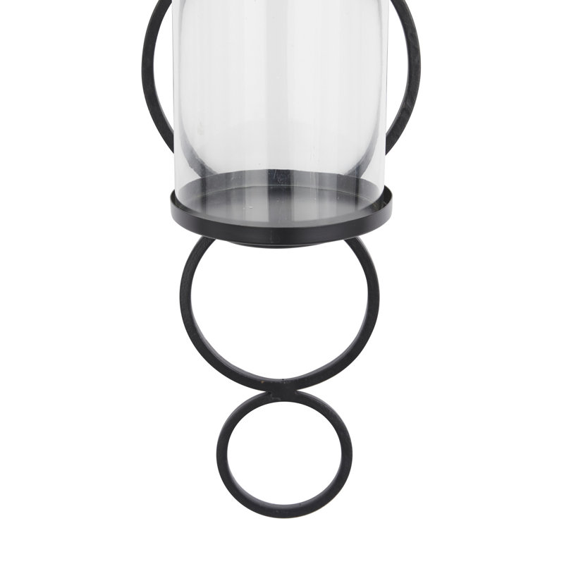 Megett Metal Single Candle Indoor Outdoor Wall Sconce, Black