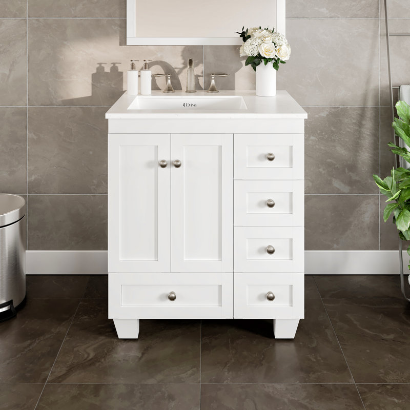 Meuble-lavabo en porcelaine l 28 po x P 22 po Yena, Blanc