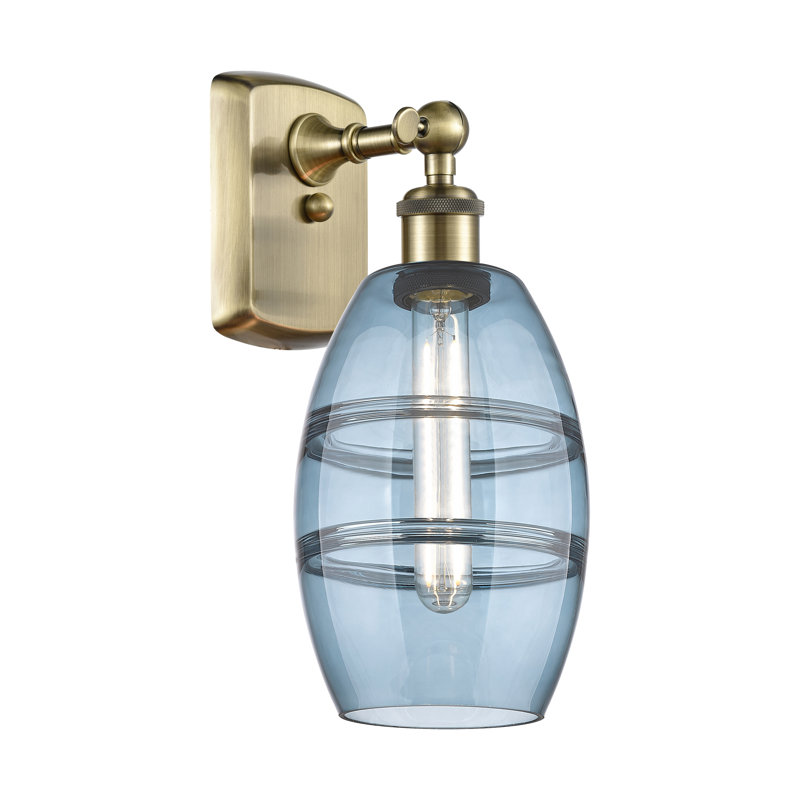 Applique murale en acier Bettylou, Laiton antique, H 9,13 po x l 5,88 po x P 7,06 po, Bleu princesse