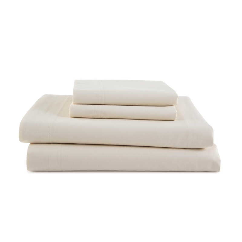 Ivory Twin XL Cotton Polyester Percale Sheet Set