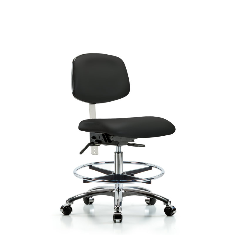 Chaise de dessinateur ergonomique Louise, Noir, Roulettes, Non inclus