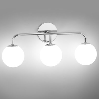 Mid Century Modern Bathroom Vanity Lights - 3-Light Wall Sconce With Frosted Milk Glass Shades, G9 Bulb Compatible, ETL Listed