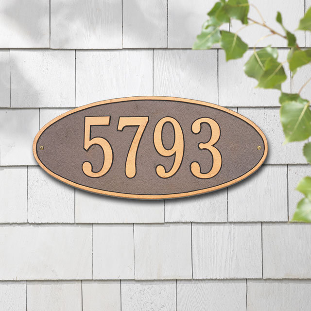Madison 1-Line Wall Address Plaque, Pewter and Silver, Yes