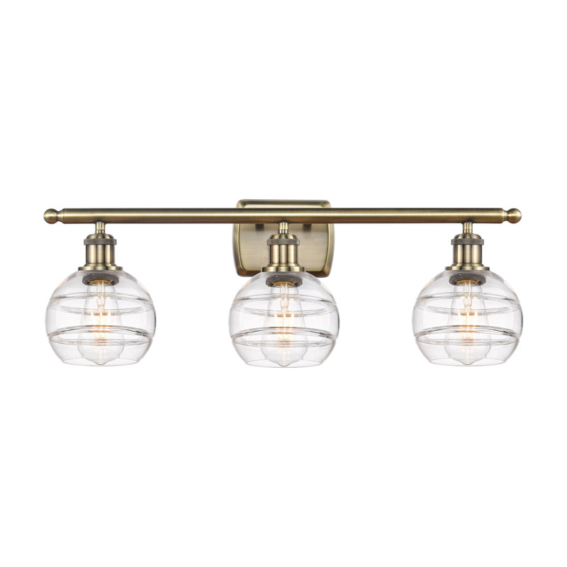 Bienes 3 - Light Dimmable Vanity Light, Clear, Antique Brass