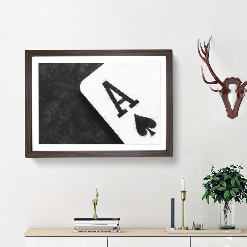 The Ace of Spades - Picture Frame Painting Print, 24cm H x 33cm W x 2cm D, Walnut Framed
