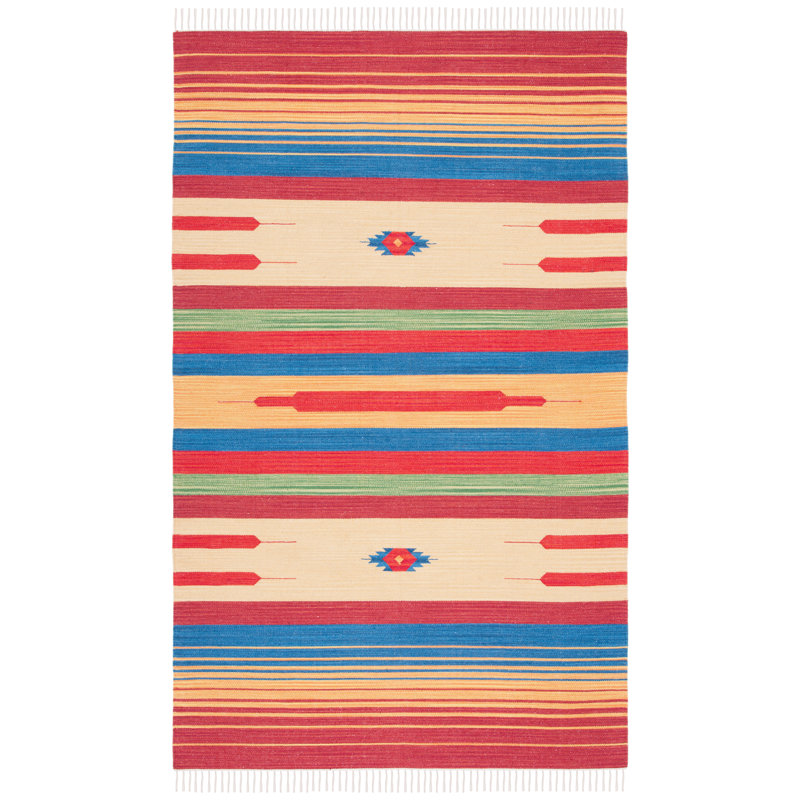 Tapis en coton tissé à la main Barefield, Rectangulaire 3 pi x 5 pi