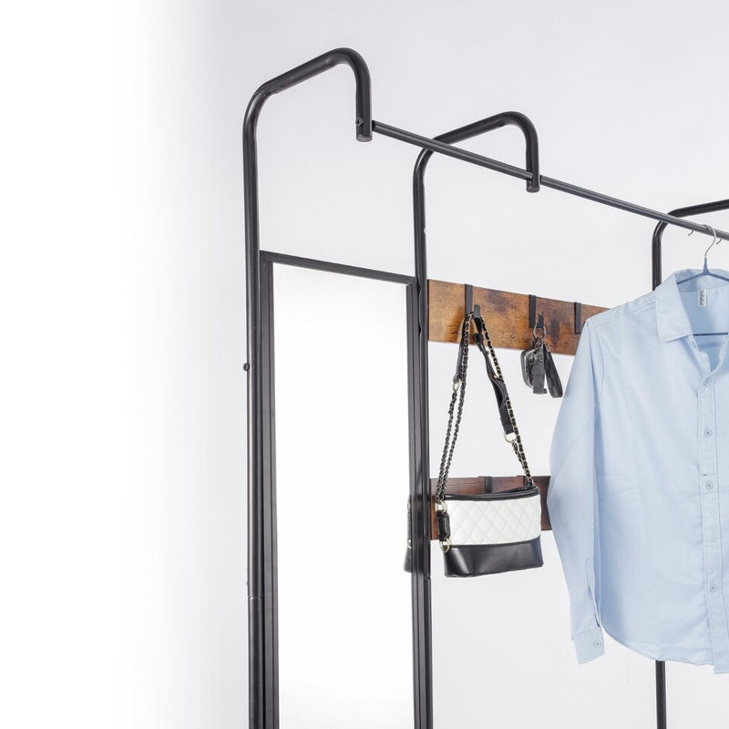 Affaan 100cm Clothing Rack, Black/Rustic Oak