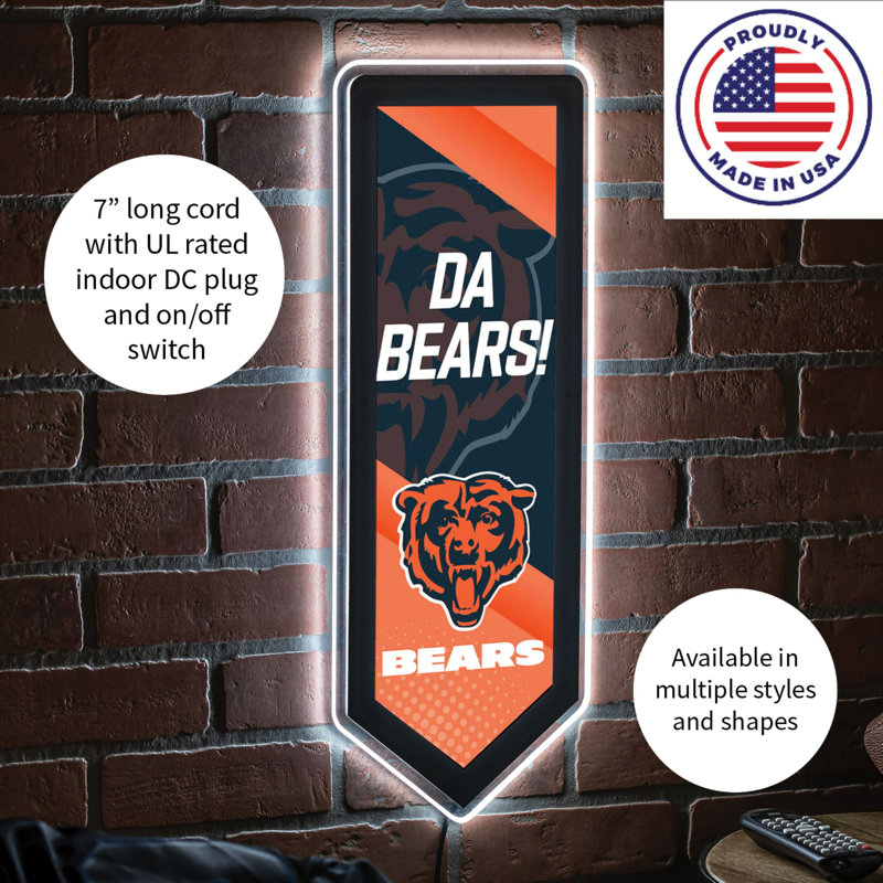 Plaque murale lumineuse NFL, Chicago Bears