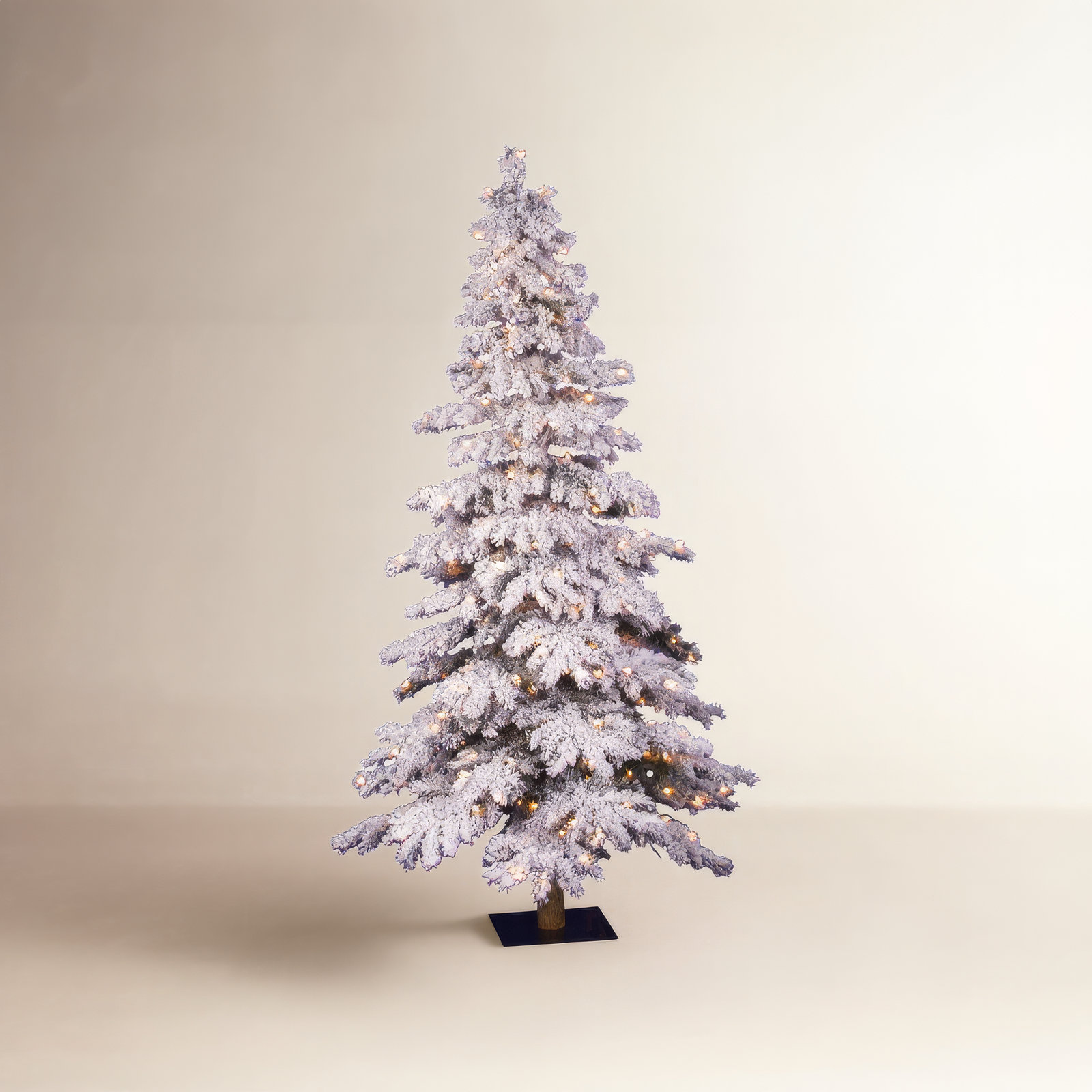 Flocked Spruce Alpine 7' Pre-Lit Spruce Tree, 5' H