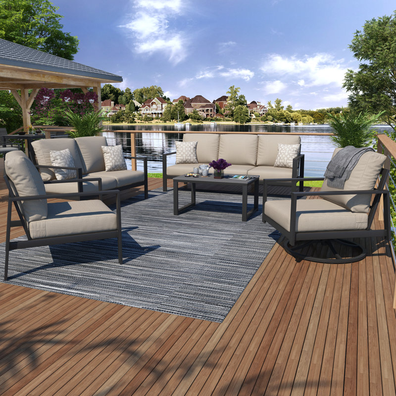 Townsend Sofa Seating Group with Sunbrella® Cushions, Cast Silver Sunbrella®, Gray