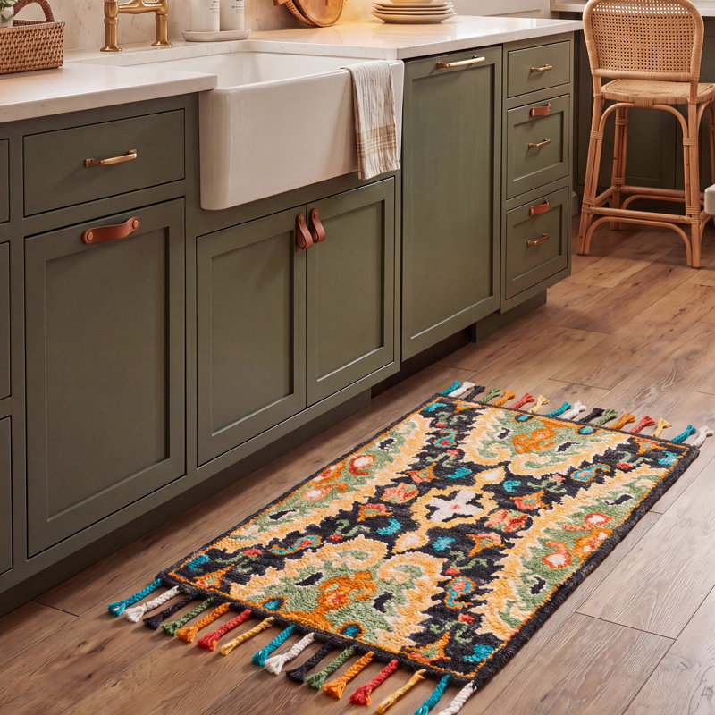 Ferrera Jahiem Hand-Knotted Wool Charcoal Area Rug, Rectangle 2' x 3'