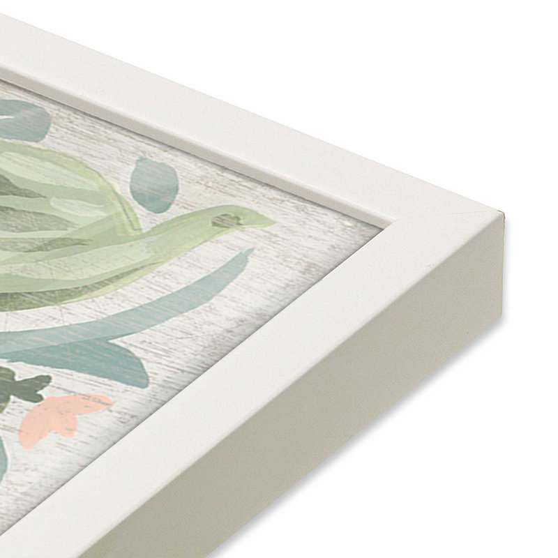 Arbre de Noël floral Folk I, Cadre opaque blanc, H 21 po x l 17 po