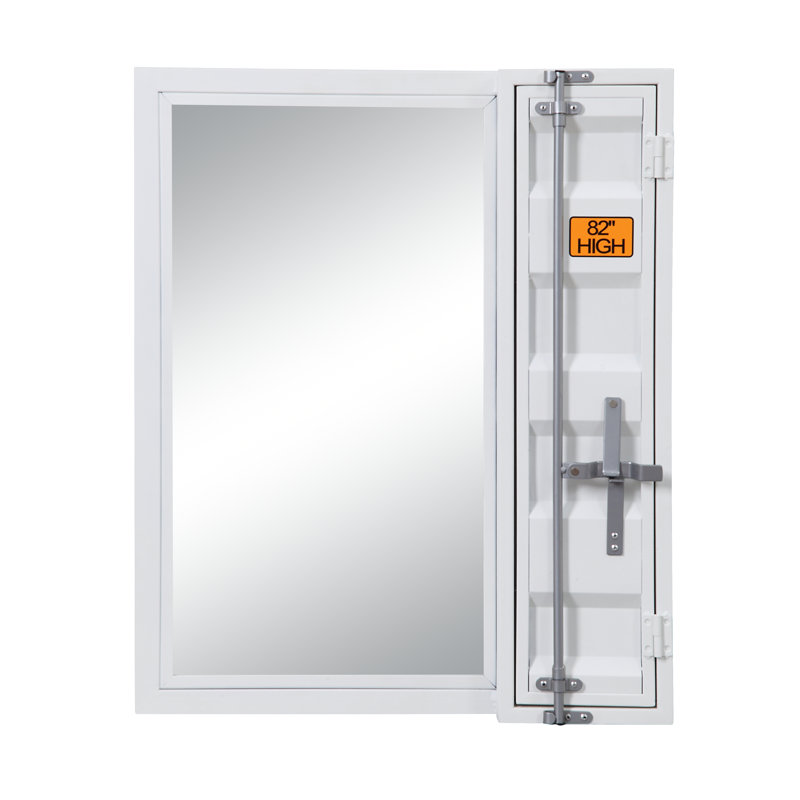 Egon Contemporary Metal 1-Door Rectangular Vanity Mirror, White