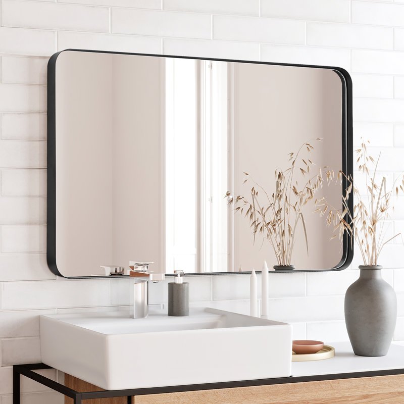 Miroir d'appoint Abdul-Majeed, H 30 po x l 22 po, Noir