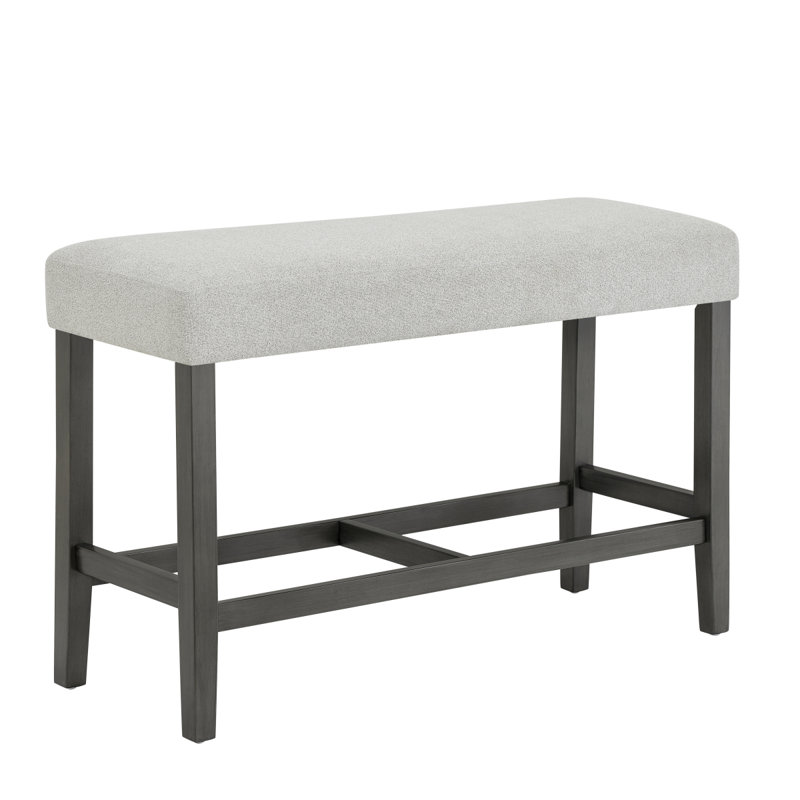 Banc en tissu gris clair Selena avec cadre en bois gris et repose-pieds en bois de 40 po Selena