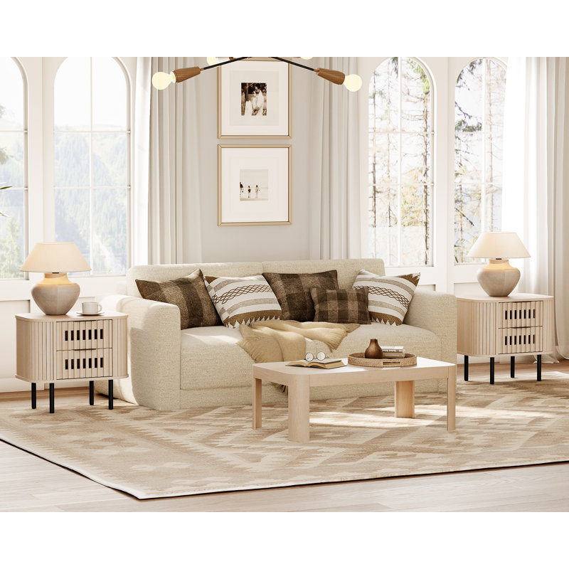 22.5 '' Fluted End Tables, Natural