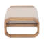 Olin Modern Coastal Outdoor Ottoman with Curved Acacia Wood Frame & Cushioned Seat for Patio, Balcony & Living Room