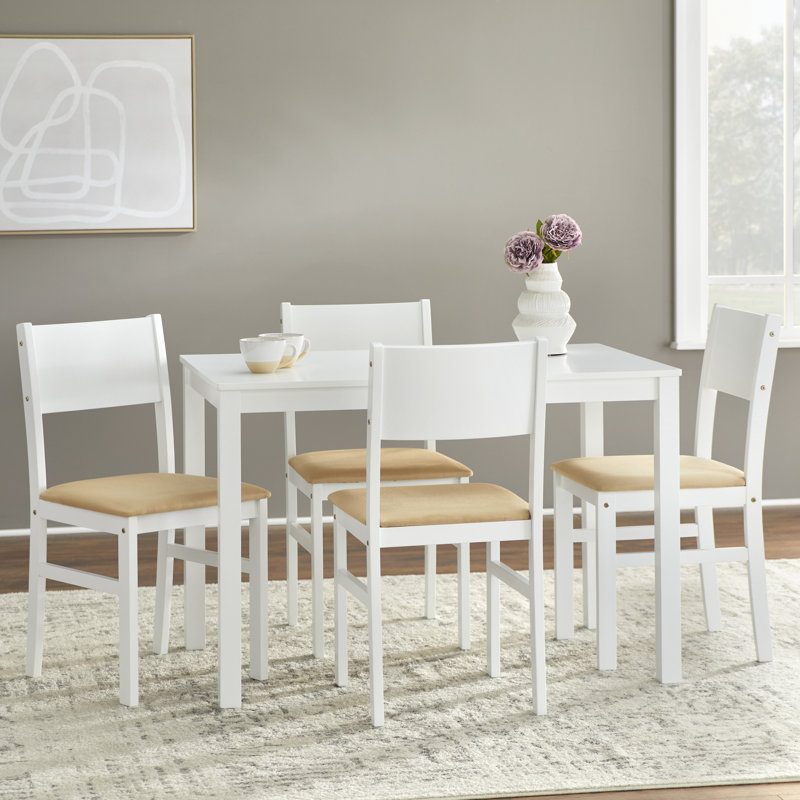 Mariann 4 - Person Solid Wood Solid Wood Top Four Leg Dining Set, White