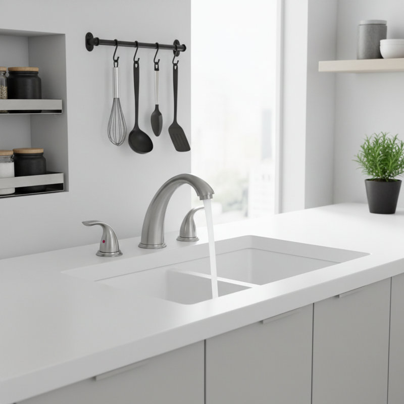 8" Widespread Double Handle Waterfall Bathroom Faucet with Pop-Up Drain