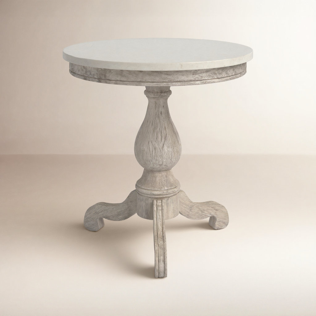 Aberdale 24" Genuine Marble End Table, Rustic Gray