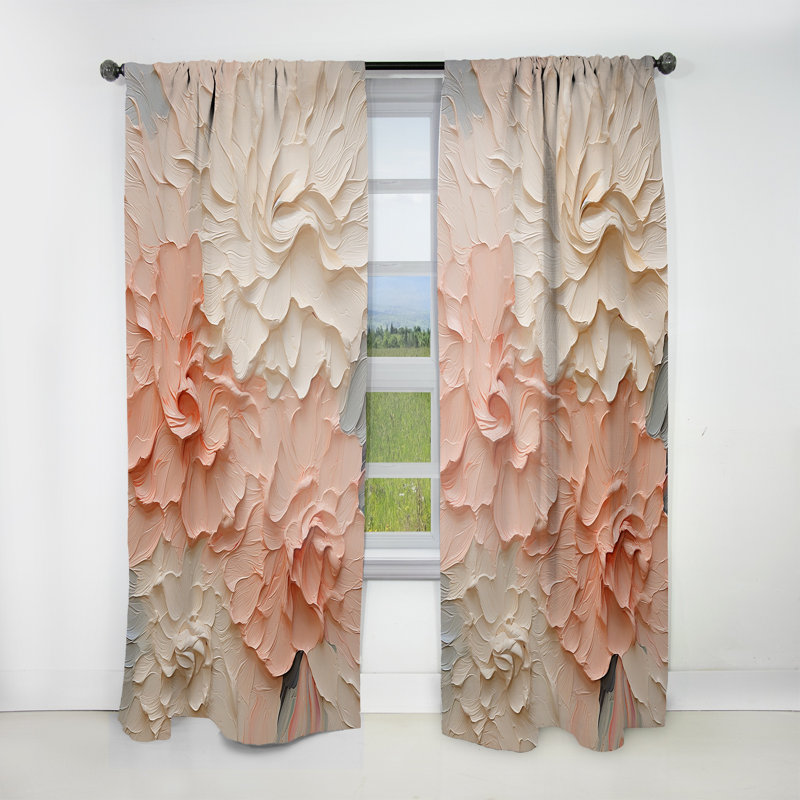 Beige et fleurs roses harmonieuses Beversly - Rideau traditionnel en velours - obscurcissant - 1 panneau, L 52 po x L 95 po