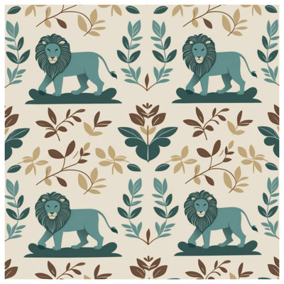 Illustrated Lions And Leaves Bedding Lion Bedspread Animal