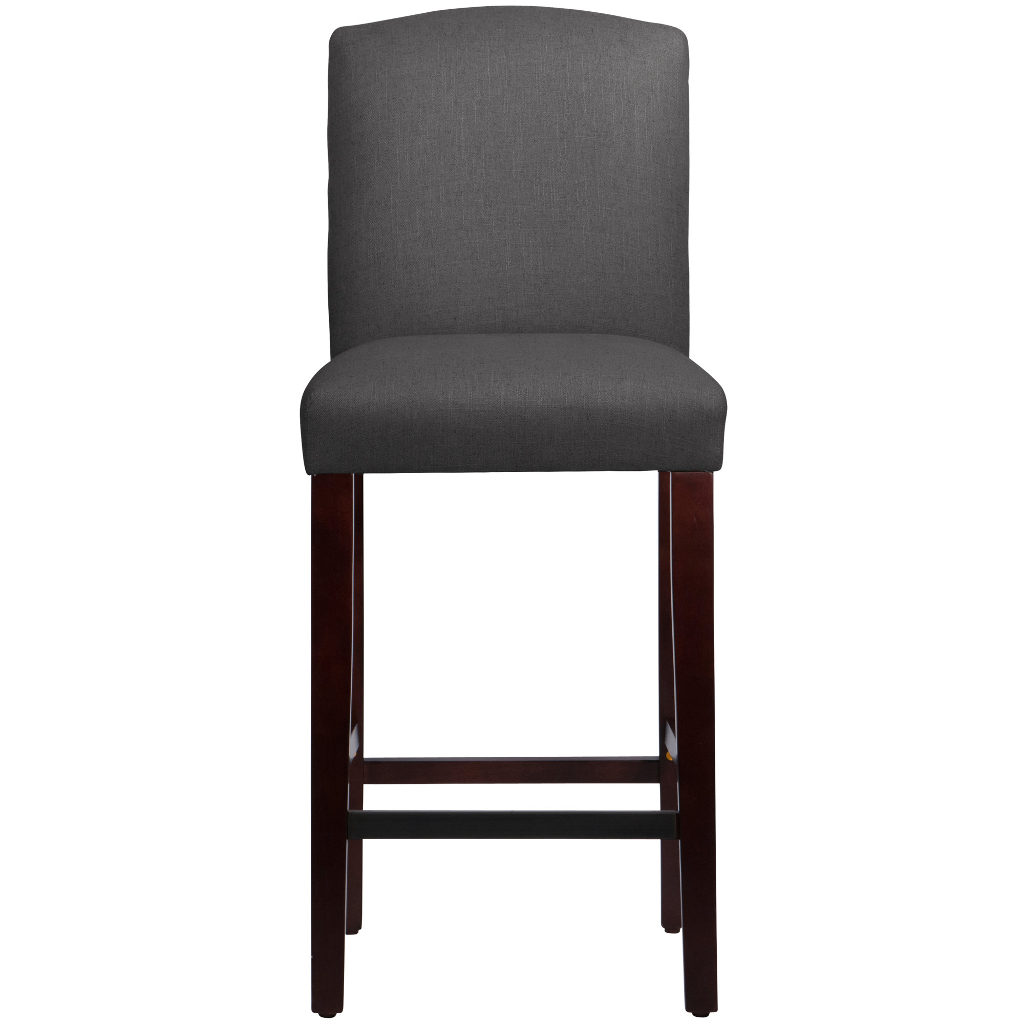 April Upholstered Stool, Bar Stool (31" Seat Height), Classic Slate Linen, Espresso