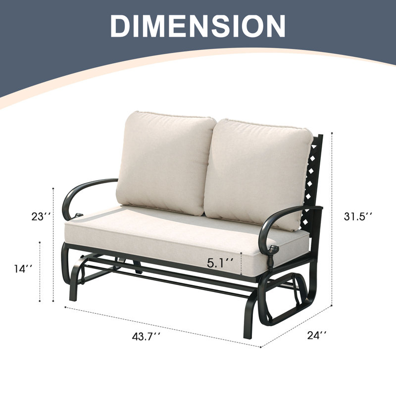 Fauteuil oscillant d'extérieur en métal Bular, Beige