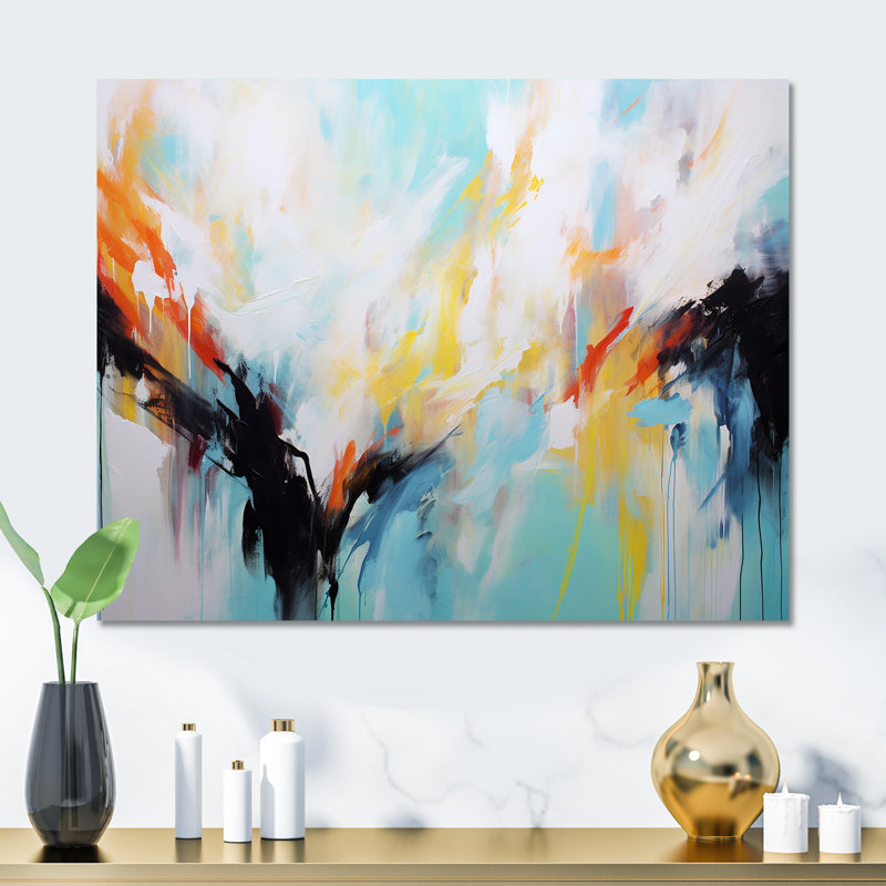 Fusion bleu azur et blanc - art mural abstrait en métal MT131763, H 30 po x l 40 po x P 1,5 po