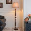 Beige + doré + faux raphia brun + fer + lampes sur pied de forme libre en bois massif