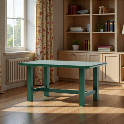 Bureau multifonctionnel en bois d'hévéa vert émeraude