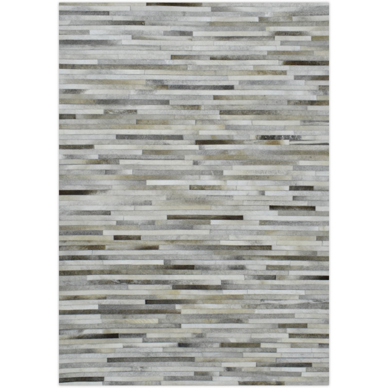 Tapis beige et argent en cuir véritable Modern