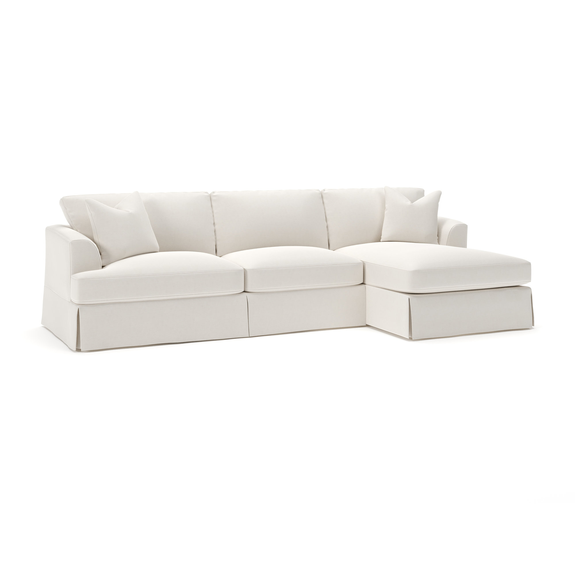 Lucia 128" Wide Down Cushion Sofa & Chaise, Right Hand Facing, Lena Off White Performance Linen Blend