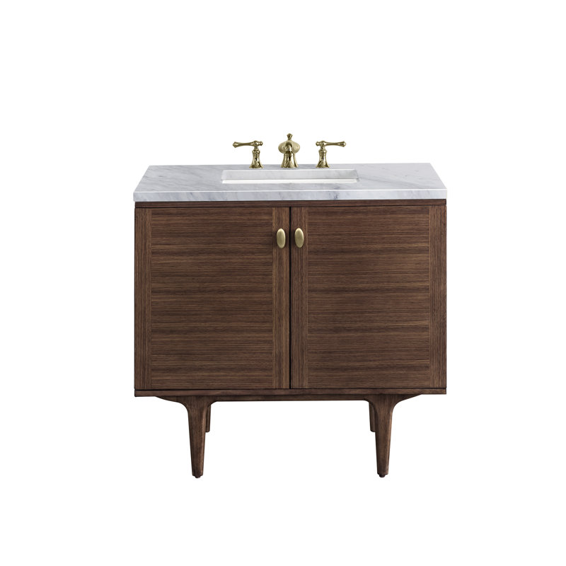 Amberly Single Vanity, 36", Carrara White, 8" Widespread