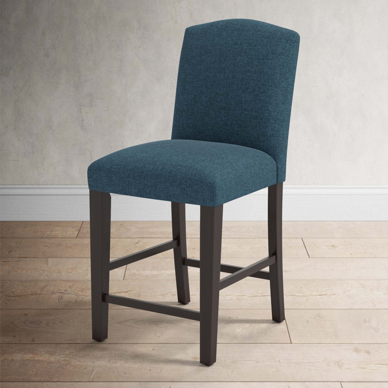 Tabouret de bar et de comptoir April, Espresso, Zuma Navy Textured Linen, Tabouret de comptoir (siège d'une hauteur de 24 p