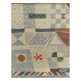 Scandinavian Hand Knotted Wool Geometric Area Rug
