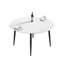 Table de salle à manger moderne en pierre artificielle ronde avec pieds en métal noir - peut accueillir 6 personnes. (Seulement tables, pas de chaises)-1819217098-1815365973