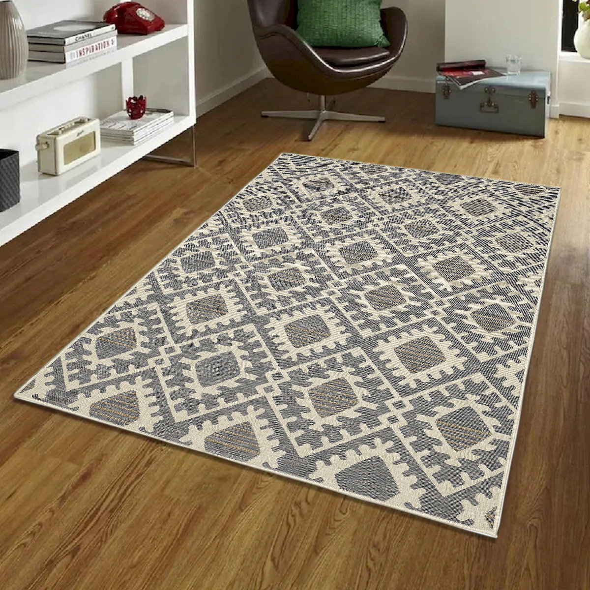 Foundry Select Modern Cream And Sand Diamond High Low Tetured Rug | Wayfair