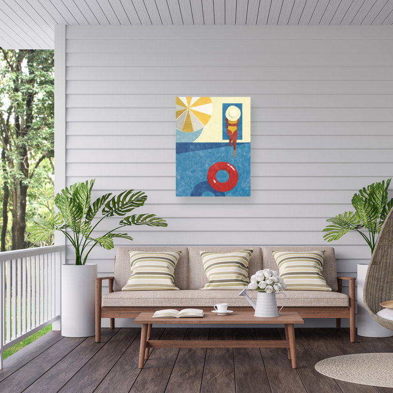 Victoria Barnes  Pool Time II Outdoor  Canvas, H 14 po x l 19 po