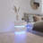 White Color High Glossy 2-Drawers Bedside Table (Nightstand) With Rgb Led Light Nightstand  With Bluetooth Control