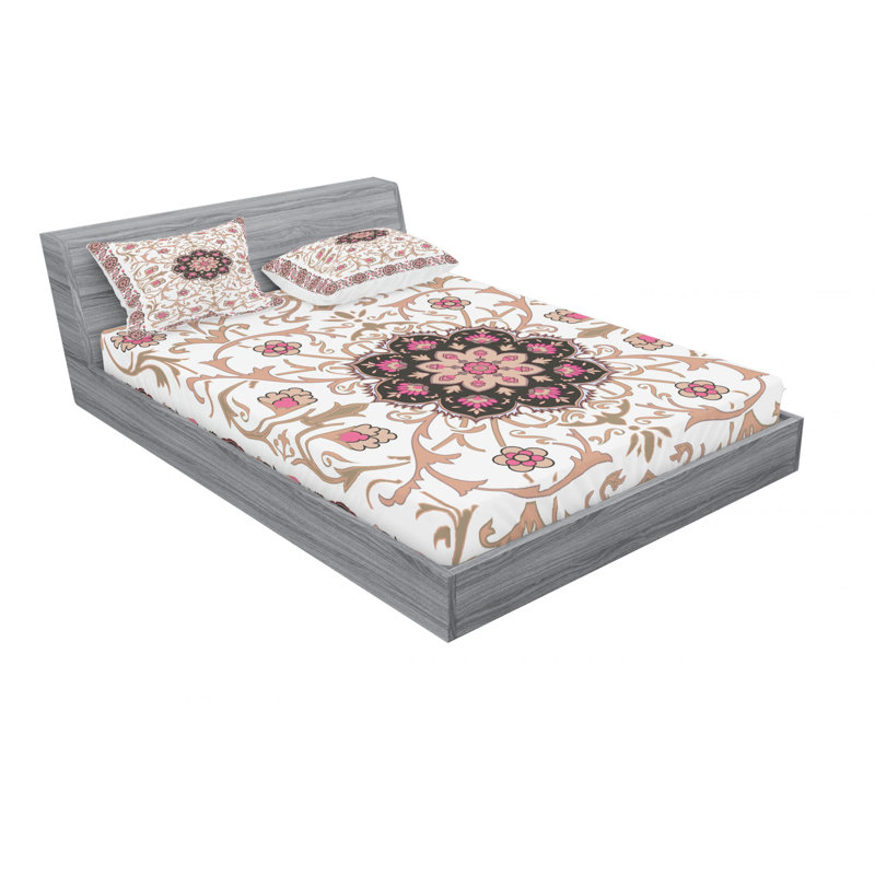 Microfiber Floral Sheet Set, Queen Sheet Set with Fitted Sheet