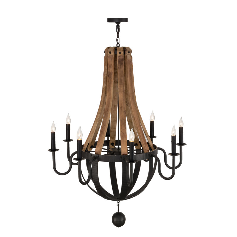 8 - Light Chandelier, Dark Brown, 48" H x 43" W x 43" D