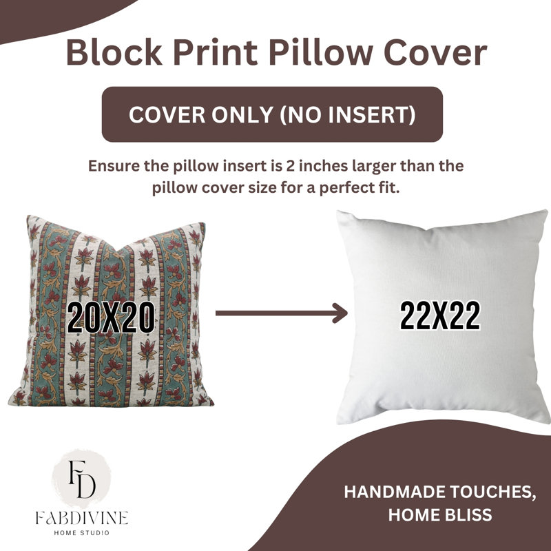 Housse de coussin à motif floral fabriqué à la main Fabividine, Laxmi Bordar, H 14 po x l 36 po