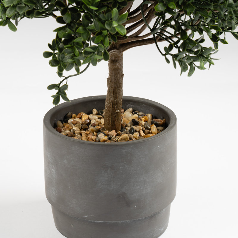 45cm Faux Mini Topiary Plant in Cement Pot