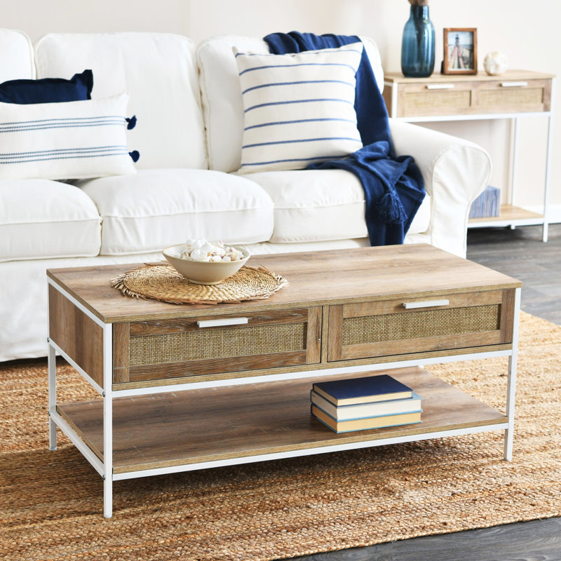Table basse Coastal Oak, Plateau brun / structure blanche