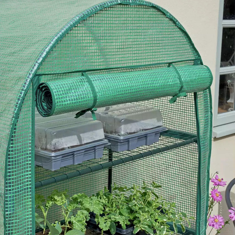 Portable 4 Tier Curved Greenhouse - Compact Plant House With 4 Shelves & Weatherproof Cover - Easy No-Tool Assembly For Gardens, Patios, And Balconies - Roll-Up Zip Door For Ventilation And Access